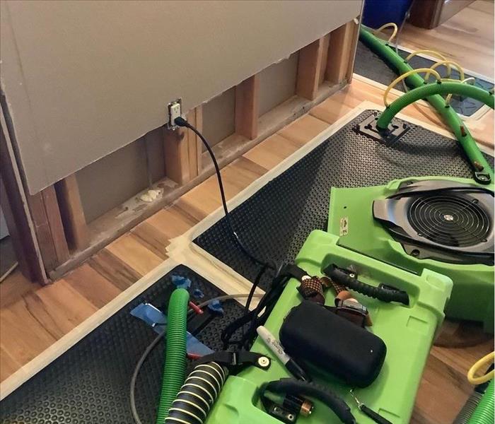 equipment placed to dry out hardwood floors